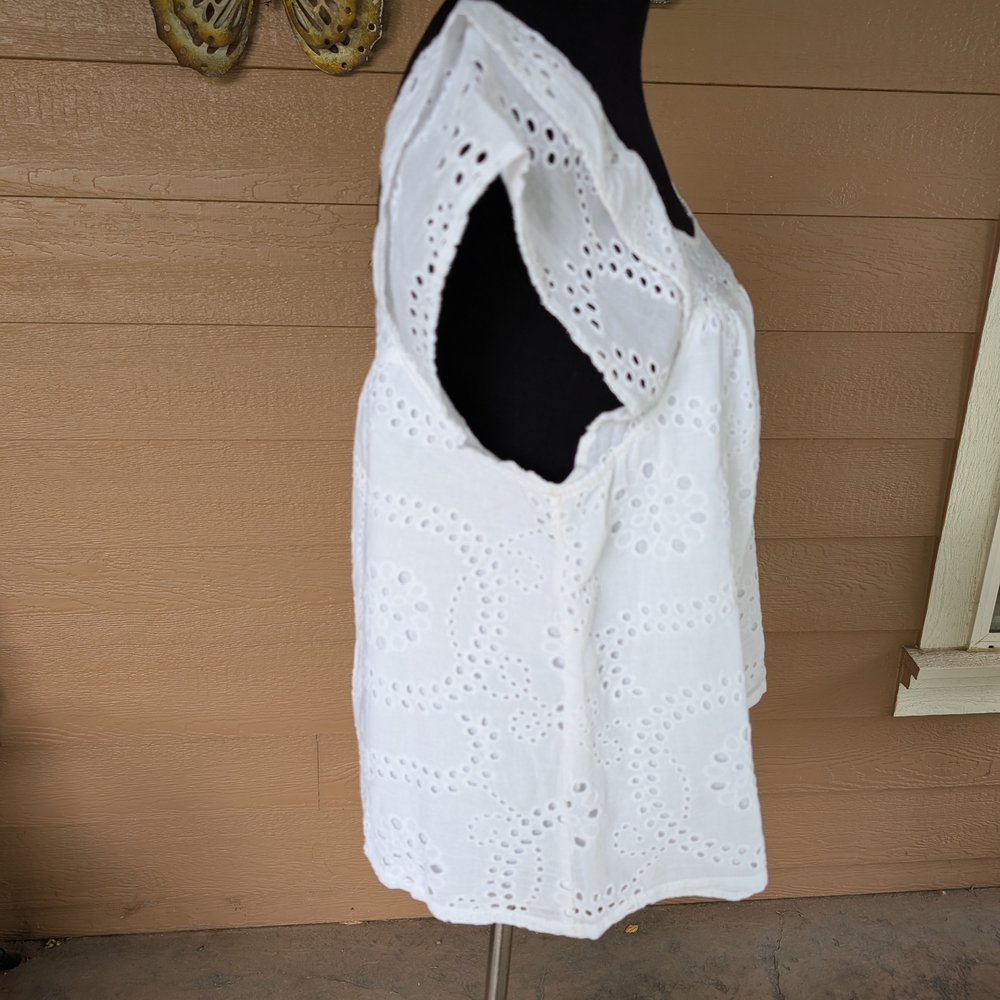 Sanctuary White Ruffled Cap Sleeve Blouse - Picture 3 of 5